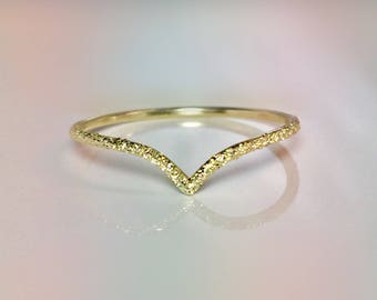 SALE 14k 10k Solid Gold Ladies Elegant V Chevron Ring - Delicate Gold Ring - 14k Gold Pinky Ring - 14k Gold Midi Ring - Gold Thumb Ring