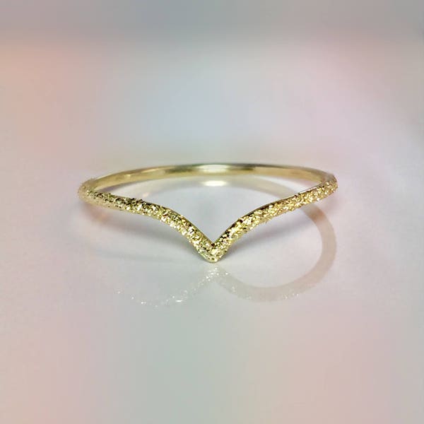 SALE 14k 10k Solid Gold Ladies Elegant V Chevron Ring - Delicate Gold Ring - 14k Gold Pinky Ring - 14k Gold Midi Ring - Gold Thumb Ring