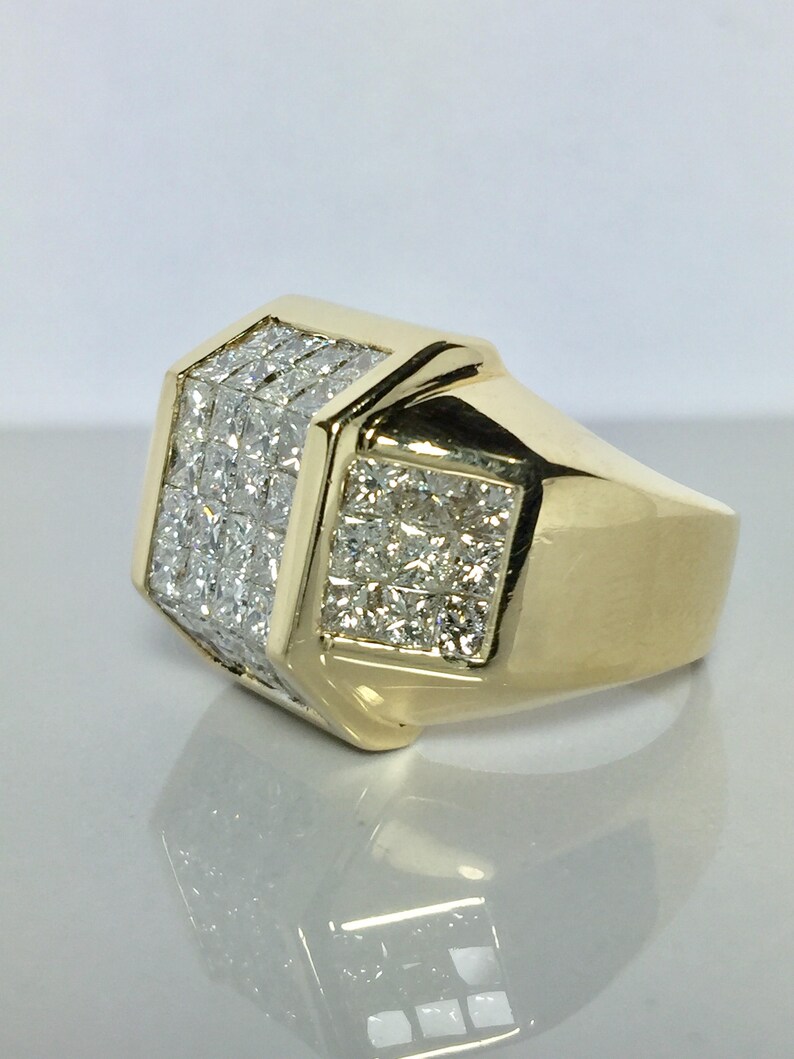 Big Sale 14k Gold Men's Diamond Ring men Invisible Set Etsy