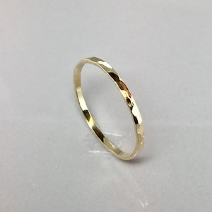 SALE 14k 10k gold Ladies Hammered Stacking Ring - Skinny Gold Ring - Gold Knuckle Ring - Gold Midi Ring - Dainty Gold Ring - Thin Gold Ring