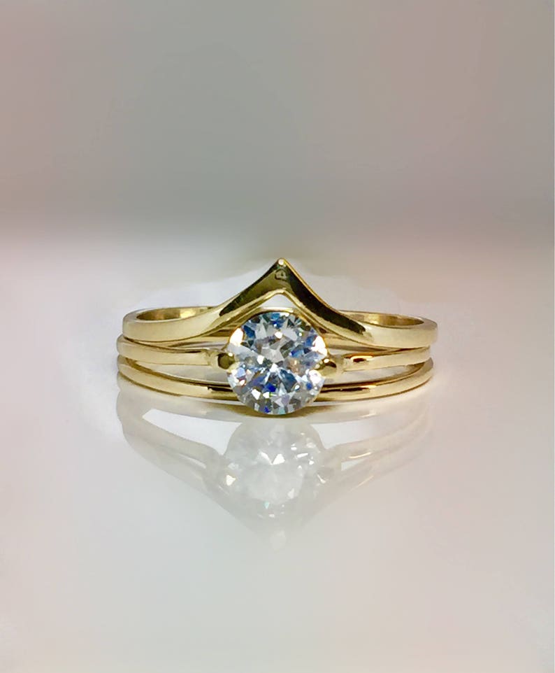 SALE 3PC Set 14k 10k Gold Ladies Wedding Promise Ring Gold Etsy