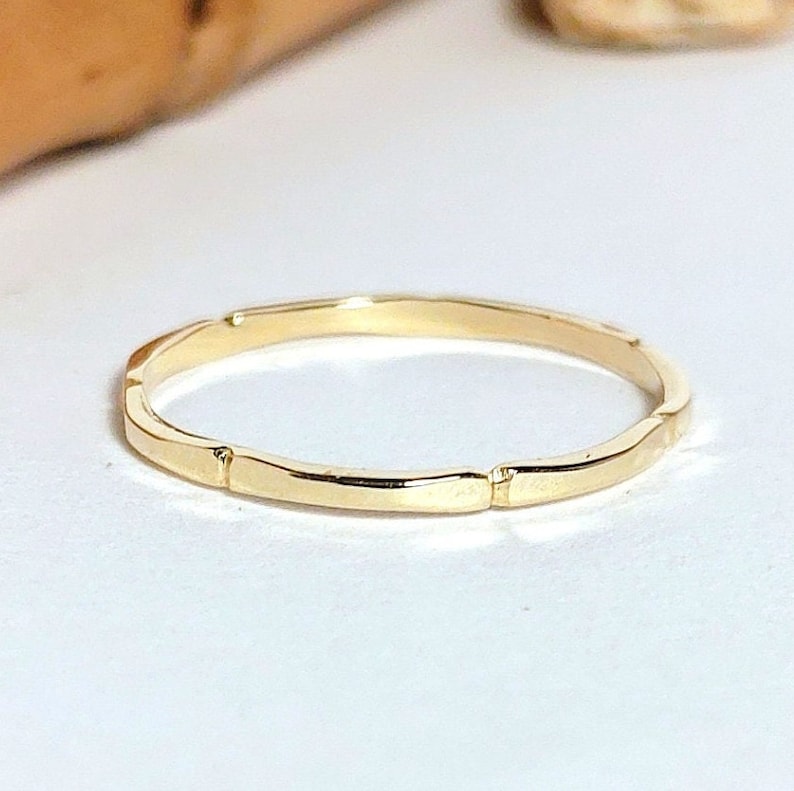 Baby Bamboo Ring, Solid 10k/14k Gold Bamboo Ring, Handmade Gold Rings, Simple Gold Rings, Delicate Gold Bands, Gold Thumb Rings, Best Gift Bild 3