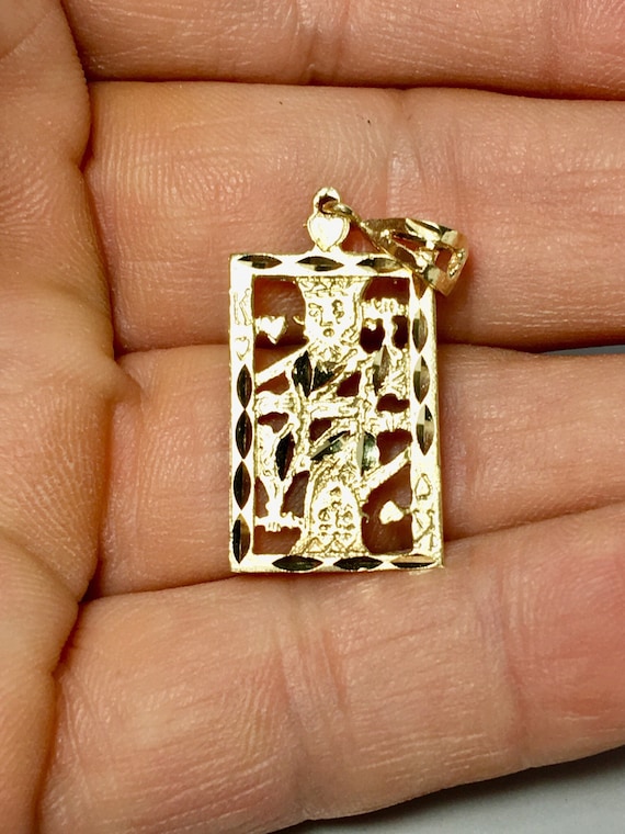 14k Solid Gold Necklace Pendant/ King 