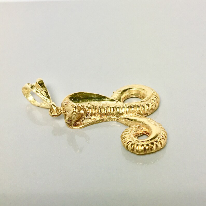 10k Solid Gold Necklace Pendant/ Cobra Snake Design Gold Etsy