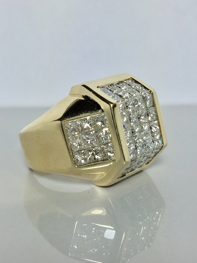 Big Sale 14k Gold Men's Diamond Ring men Invisible Set Etsy