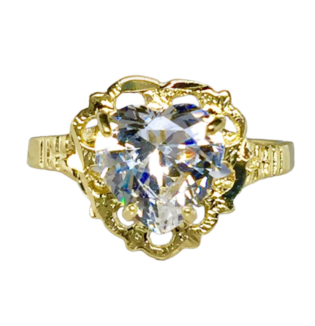 14k Solid Gold Ladies Hart Rings 14k Gold Promise Rings Etsy