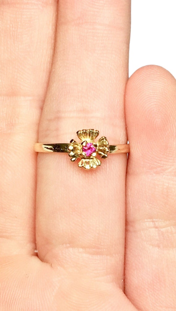 14k Solid Gold Baby Rings Gold Ruby Rings Gold Fl… Gem