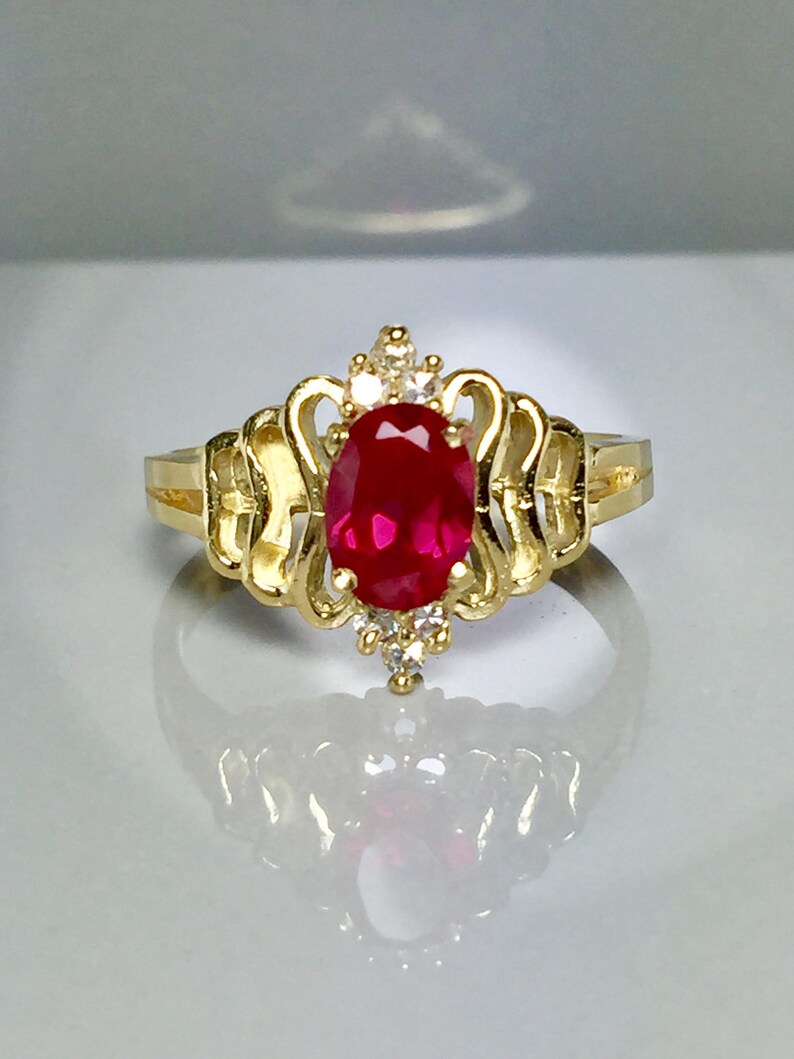 Gold Rings For Women Promise rings Ladies Multi Stone Rings Women CZ Ring Vintage 14k Solid Gold Ladies Ruby Ring Ladies Ruby Ring