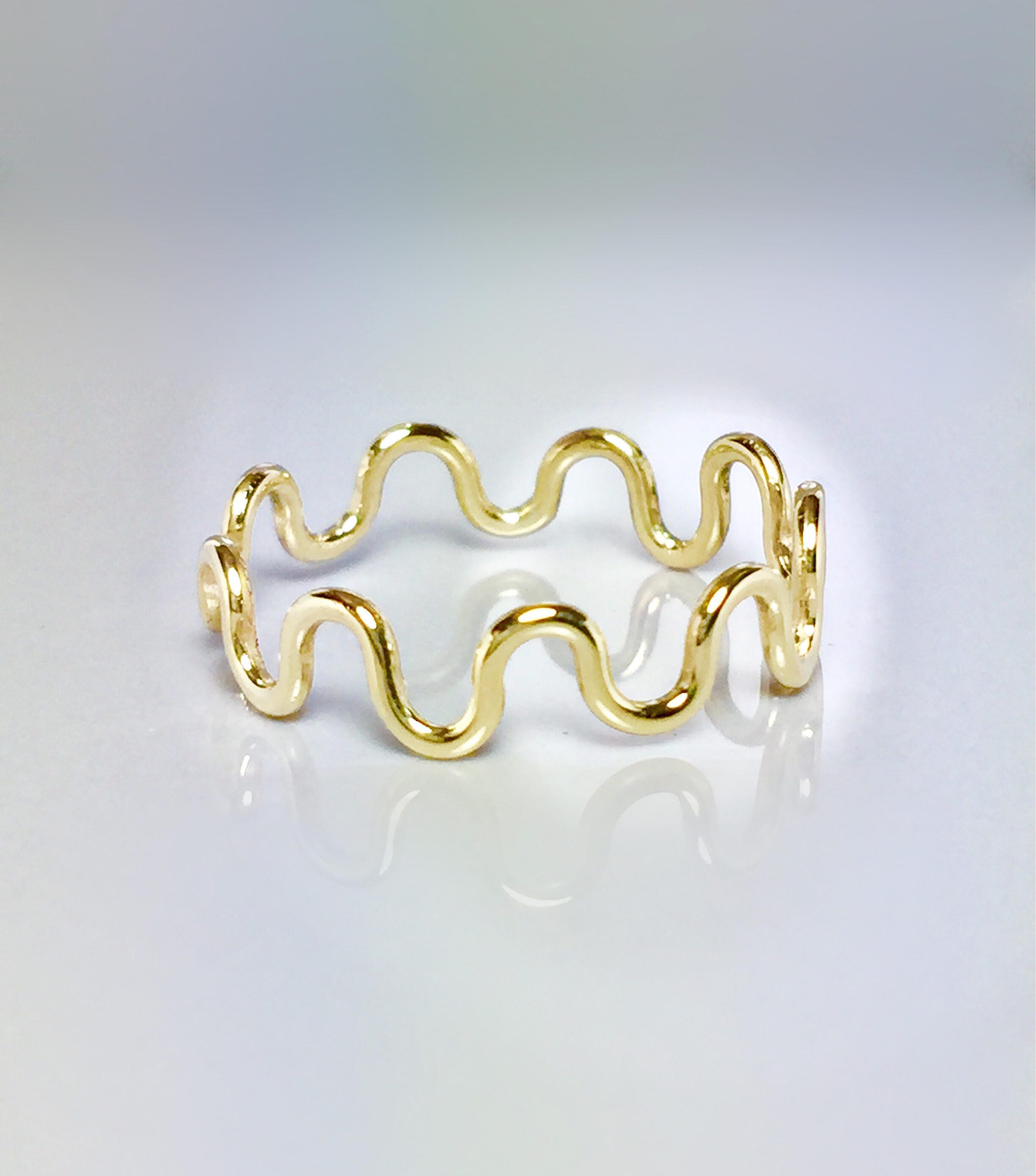 BIG SALE 14k 10k Solid Gold Ladies Wave Ring Ladies Thin - Etsy