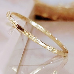 Stardust Ring, 14k/10k Solid Gold Diamond Cut Stacking Ring, Gold Midi Ring, Delicate Gold Ring, Gold Pinky Ring, Textured Ring, Thin Ring