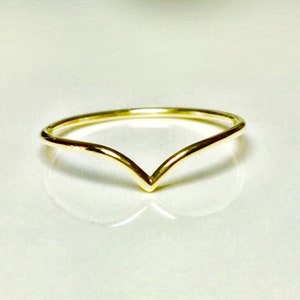 BIG SALE 14k 10k Gold V Chevron Ring - Gold Rings for Women - Ladies Dainty Ring - Ladies Thin Ring - Boho Ring - gold pinky Ring