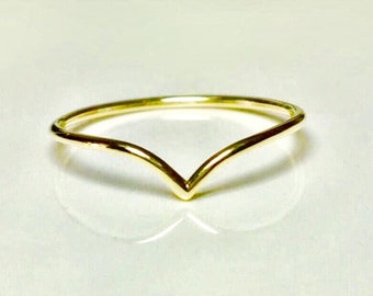 BIG SALE 14k 10k Gold V Chevron Ring - Gold Rings for Women - Ladies Dainty Ring - Ladies Thin Ring - Boho Ring - gold pinky Ring