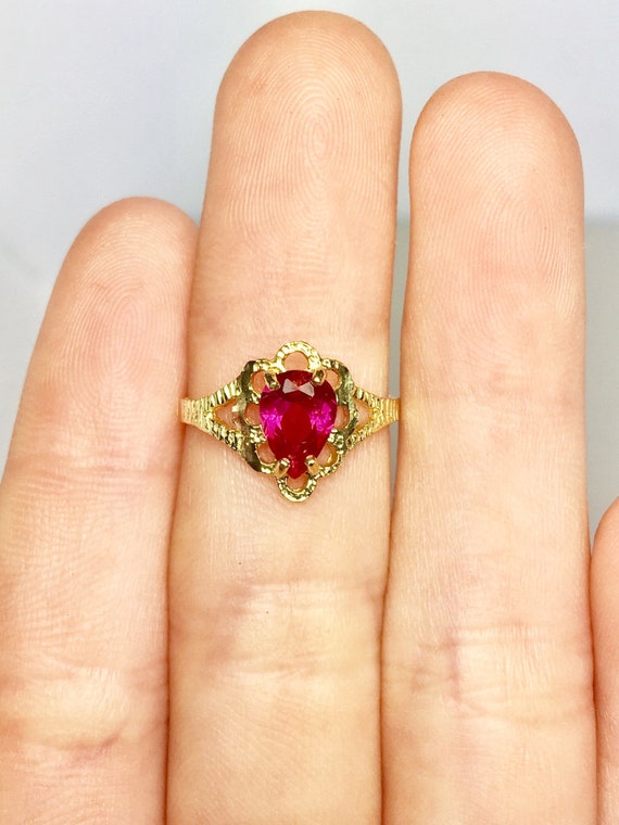 10k Solid Gold Baby Rings - Gold Ruby Rings - Gold