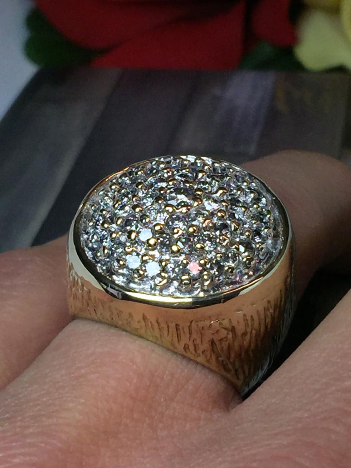 HUGE 10k solid gold men's Diamond ring Men Pinky Rings Etsy