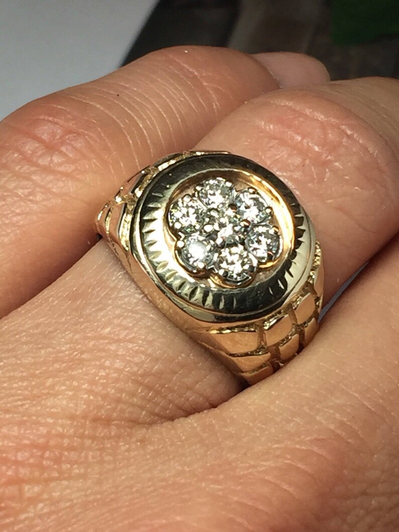 14k Solid Gold Men's Nugget Rings Men's Diamond Etsy