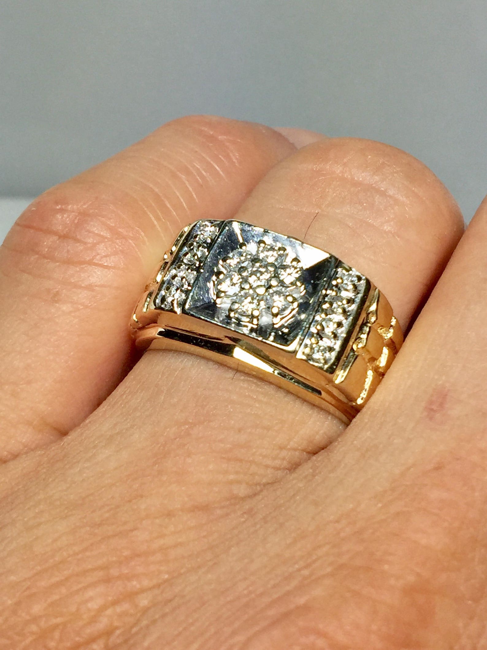 10k Solid Gold Men's Diamond Nugget Rings Gold Rings for Etsy