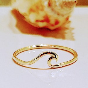14k/10k Real Solid Gold Baby Wave Ring - Gold Surf Ring - Minimalist Gold Ring - Gold Ocean Rings - Gold Midi Ring - Gold Pinky Ring
