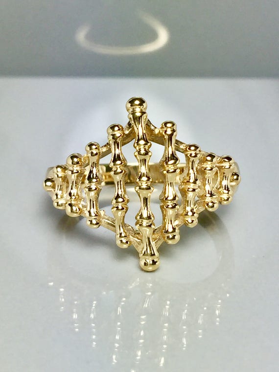 14k Gold Bamboo Rings - Ladies 14k Gold Bamboo Des
