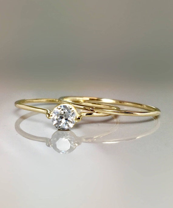 Ring Set 14k 10k Real Gold Stacking Ring minimalist Rings Gold Thin  Rings Dainty Gold ring Gold Pinky Ring- Boho Ring Midi Ring