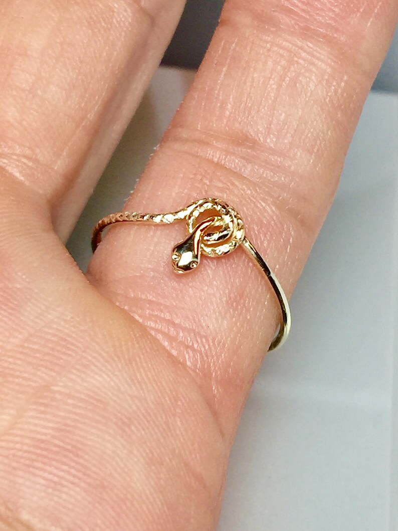SALE 14k 10k Solid Gold Snake Ring Baby Snake Ring Tiny Etsy