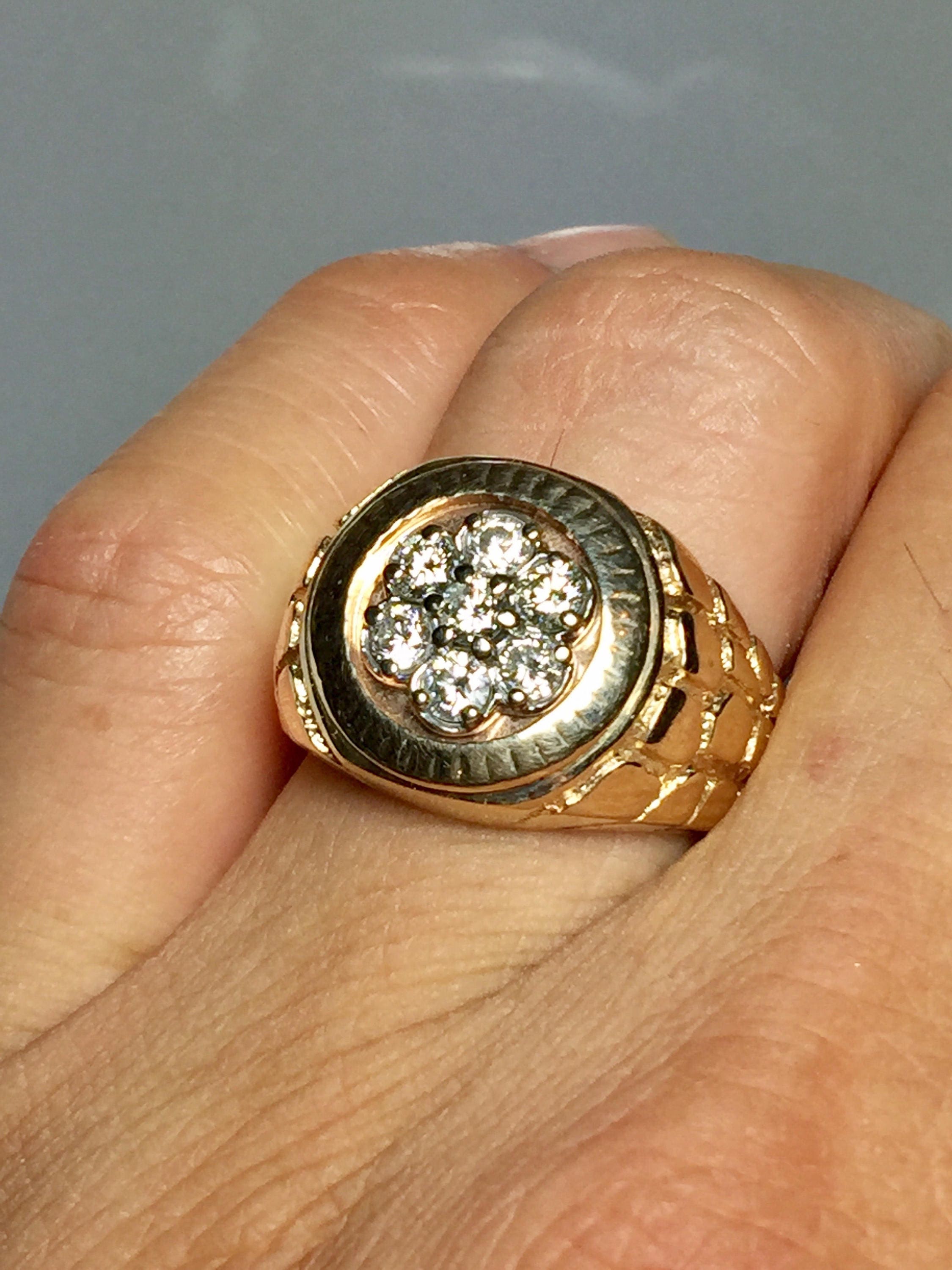 14k Solid Gold Men's Nugget Rings Men's Diamond | Etsy