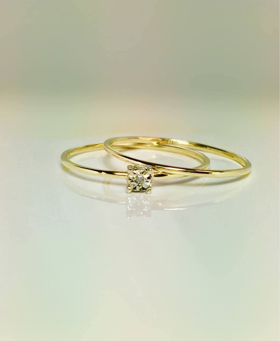 10k Gold Ladies Diamond Ring Midi Rings Promise Rings Etsy