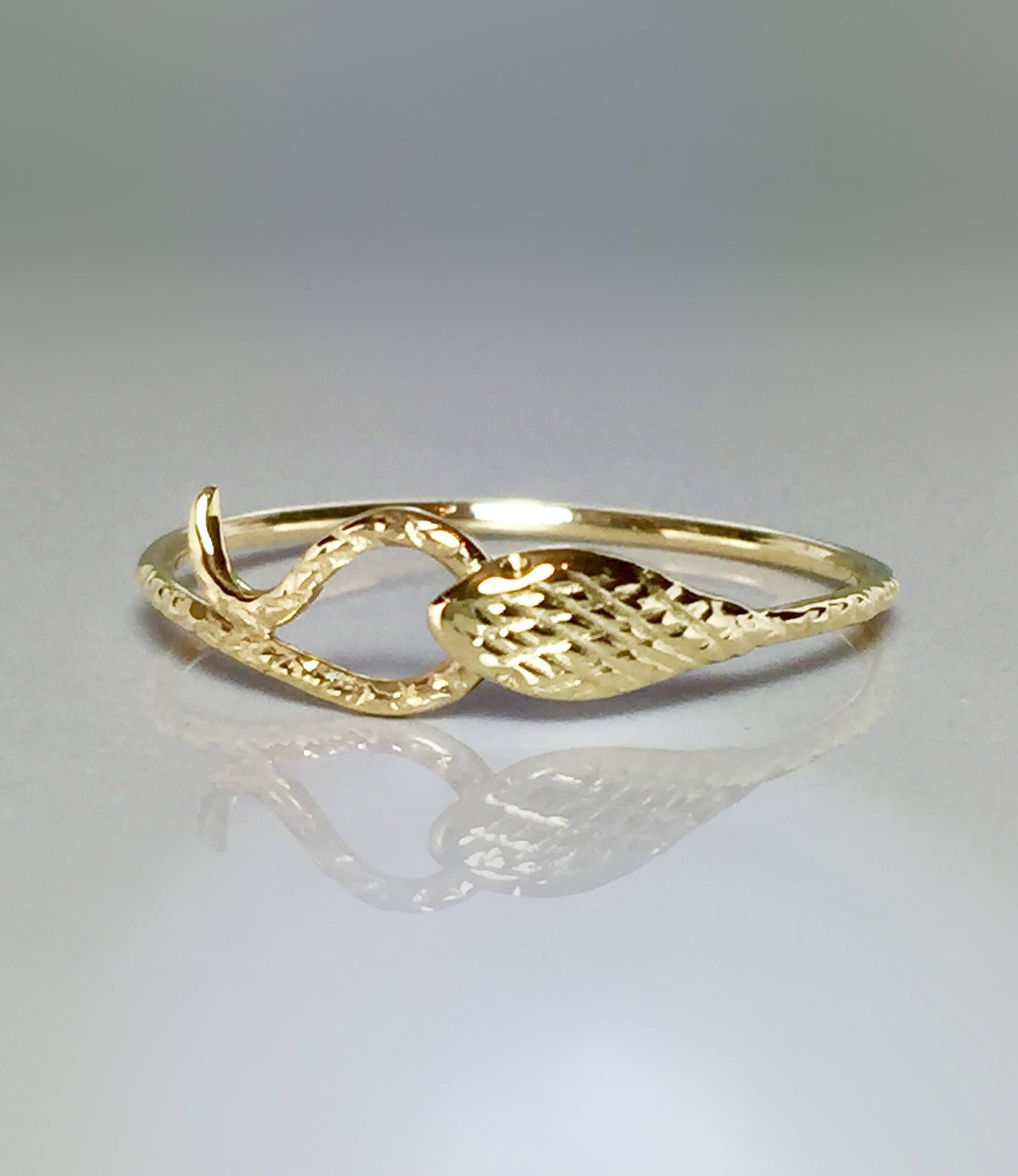 SALE 14k/10k Solid Gold Snake Ring - Baby Snake Ring - Gold Ouroboros ...
