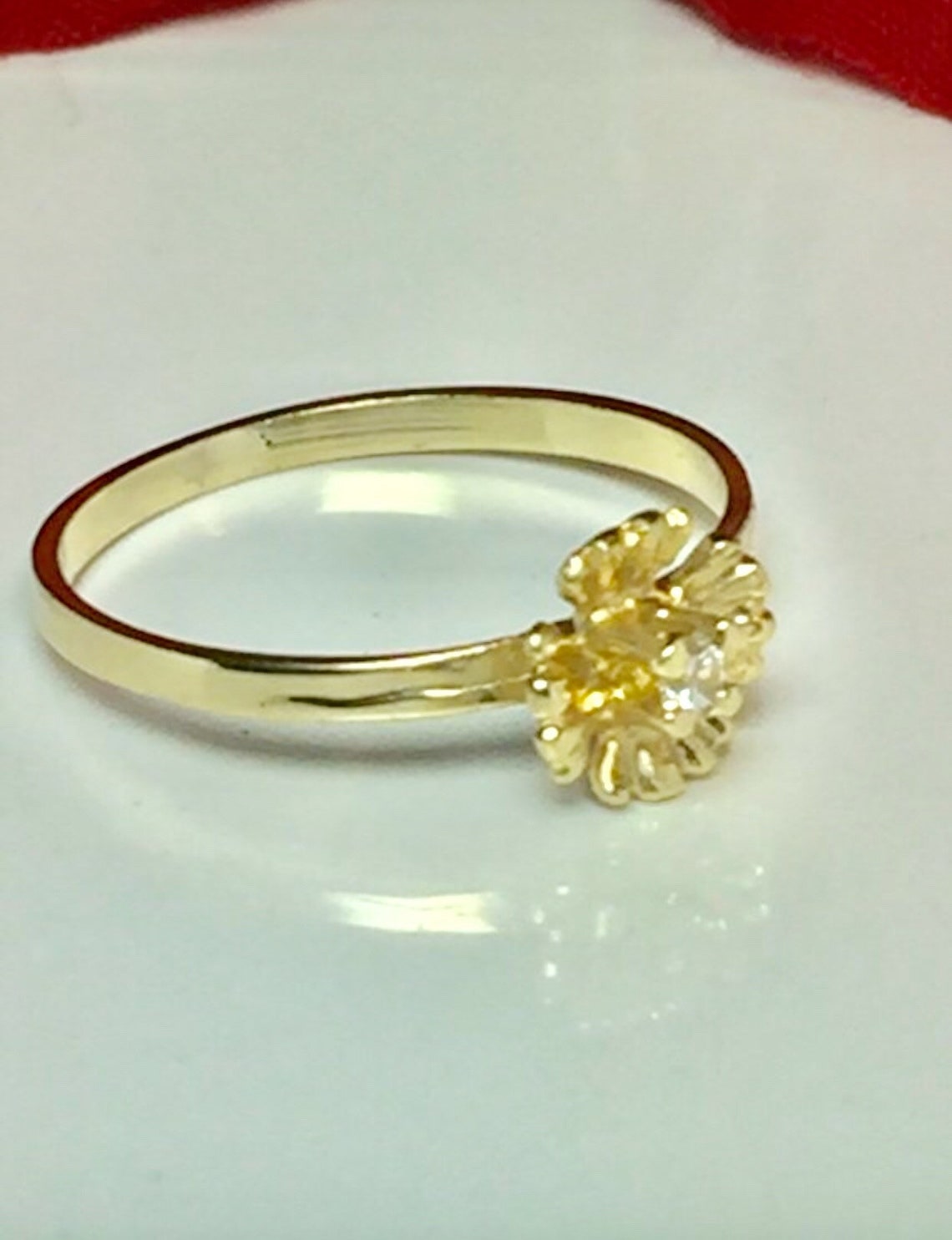 14k Gold Baby Ring 14k Solid Gold Diamond Ring Kids 14k Etsy