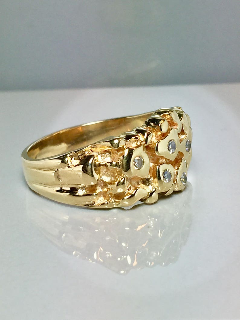 Vintage 14k Solid Gold Men's Diamond Nugget Rings Men - Etsy
