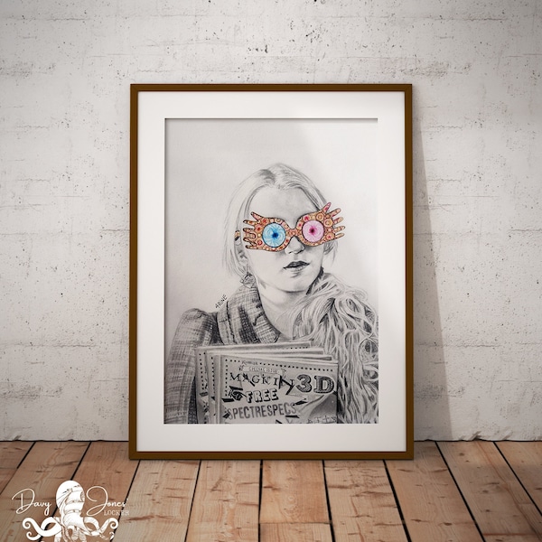 Luna Lovegood print- 8.5 x 11 - Fan art - Wall decor - Movie poster - Gift - Film