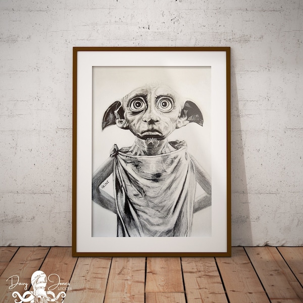 Dobby print- 8.5 x 11 - Fan art - Free elf - Wall decor - Movie poster - Gift - Film