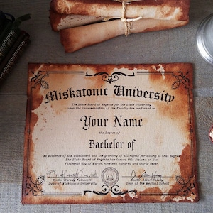 Personalized Miskatonic certificate - H.P. Lovecraft - Cthulhu - Horror - Great Old Ones - Arkham - Mythos - Myth - Dunwich - Madness