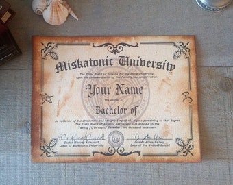 Personalized Miskatonic certificate - H.P. Lovecraft - Cthulhu - Horror - Great Old Ones - Arkham - Mythos - Myth - Dunwich - Madness