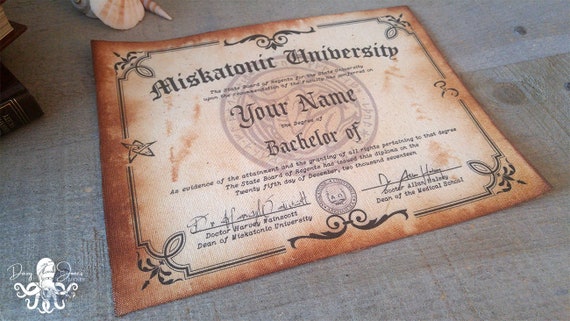 Doctorate of Magic Diploma Personalized Certificate on 8.5 x 11 Parchment  Paper makes a great gift