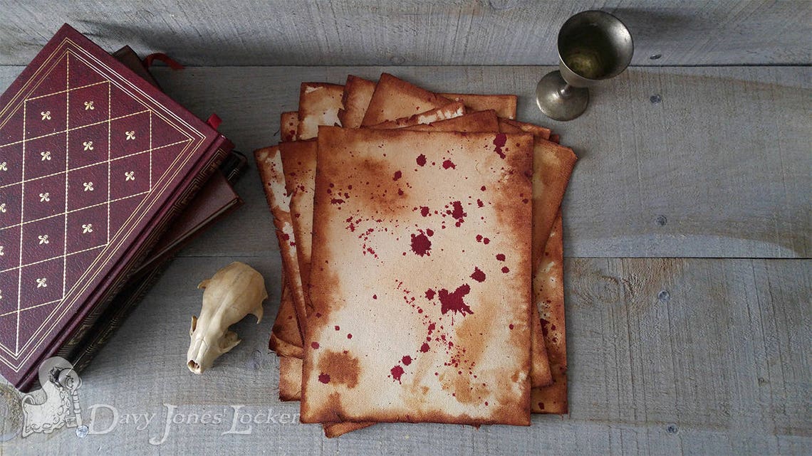 Parchment paper Blood stains Medieval | Etsy