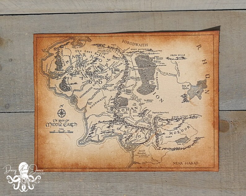 LOTR Map Middle Earth Parchment Map Wall Decor Etsy Canada