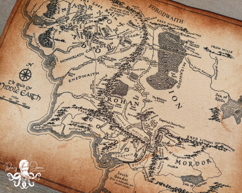 LOTR Map Middle Earth Parchment Map Wall Decor Etsy Canada