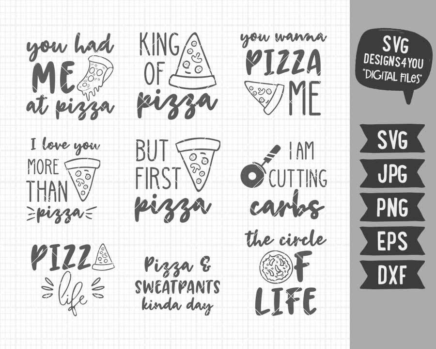 Download Pizza Svg Bundle Pizza Lover Quotes Clipart In Eps Dxf Svg Etsy