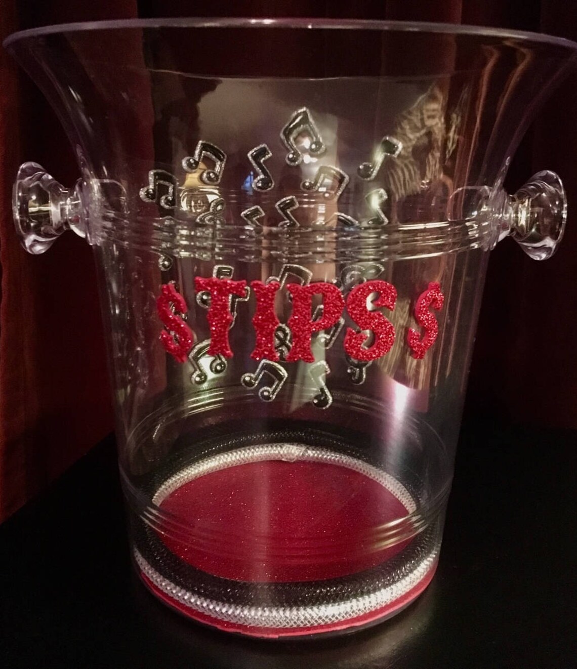 Custom Light up tip bucket / tip jar Mardi Gras theme Clear Etsy