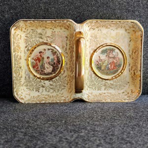 Taca na przekąski z porcelany Vintage Empire England: miseczka na słodycze ze złotym wykończeniem
