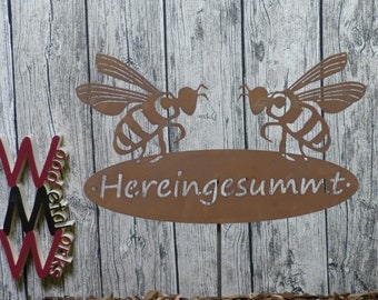 Bienenschild "Hereingesummt"