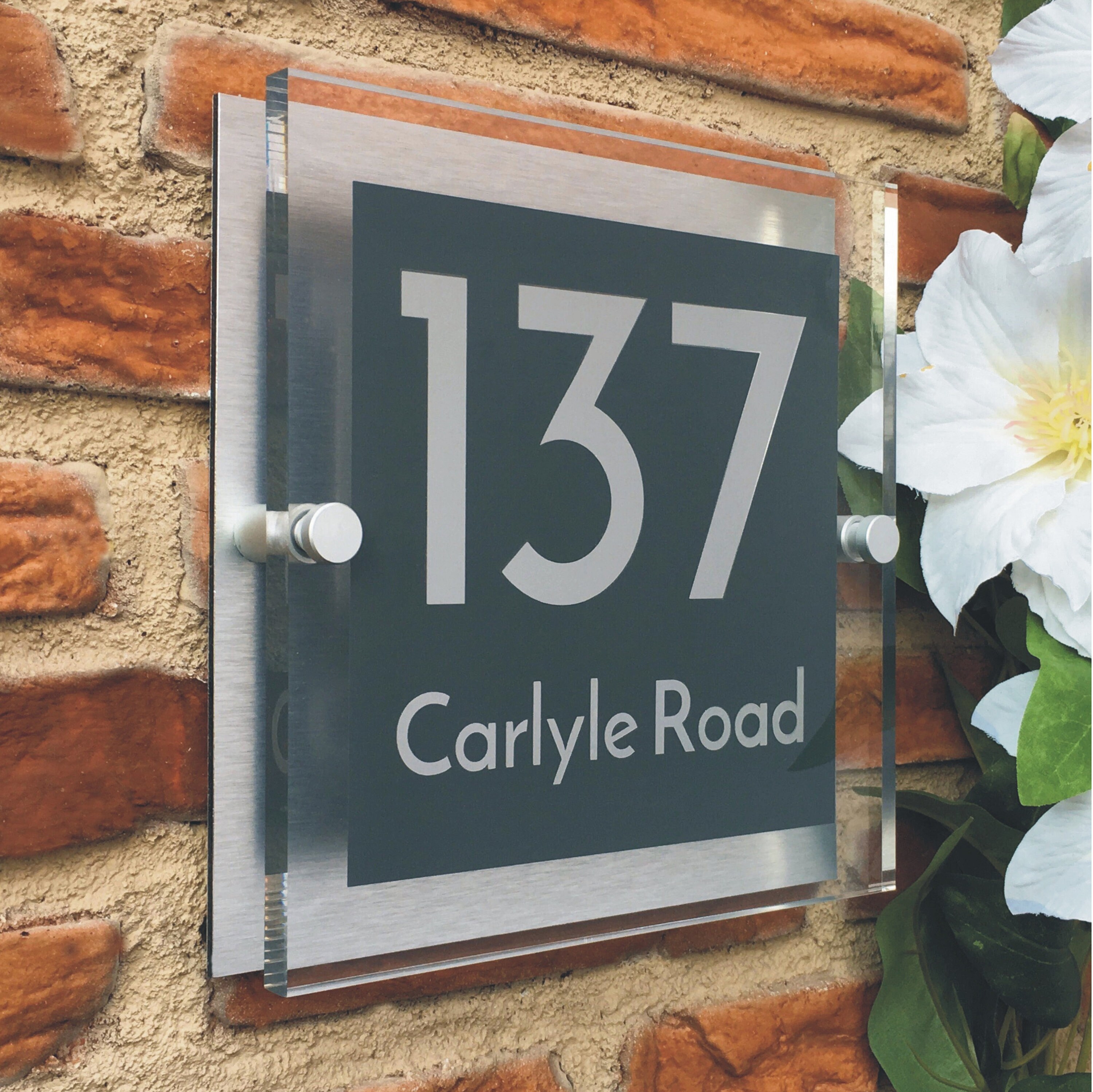 Anthracite Grey Square Modern House Number Door Sign 190mm x Etsy