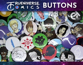 Trueniverse Buttons (Variety 6 Pack) 1.25" Comic Pins