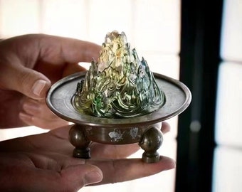 Glaze (Liuli) Incense Holder in mountain-shaped design