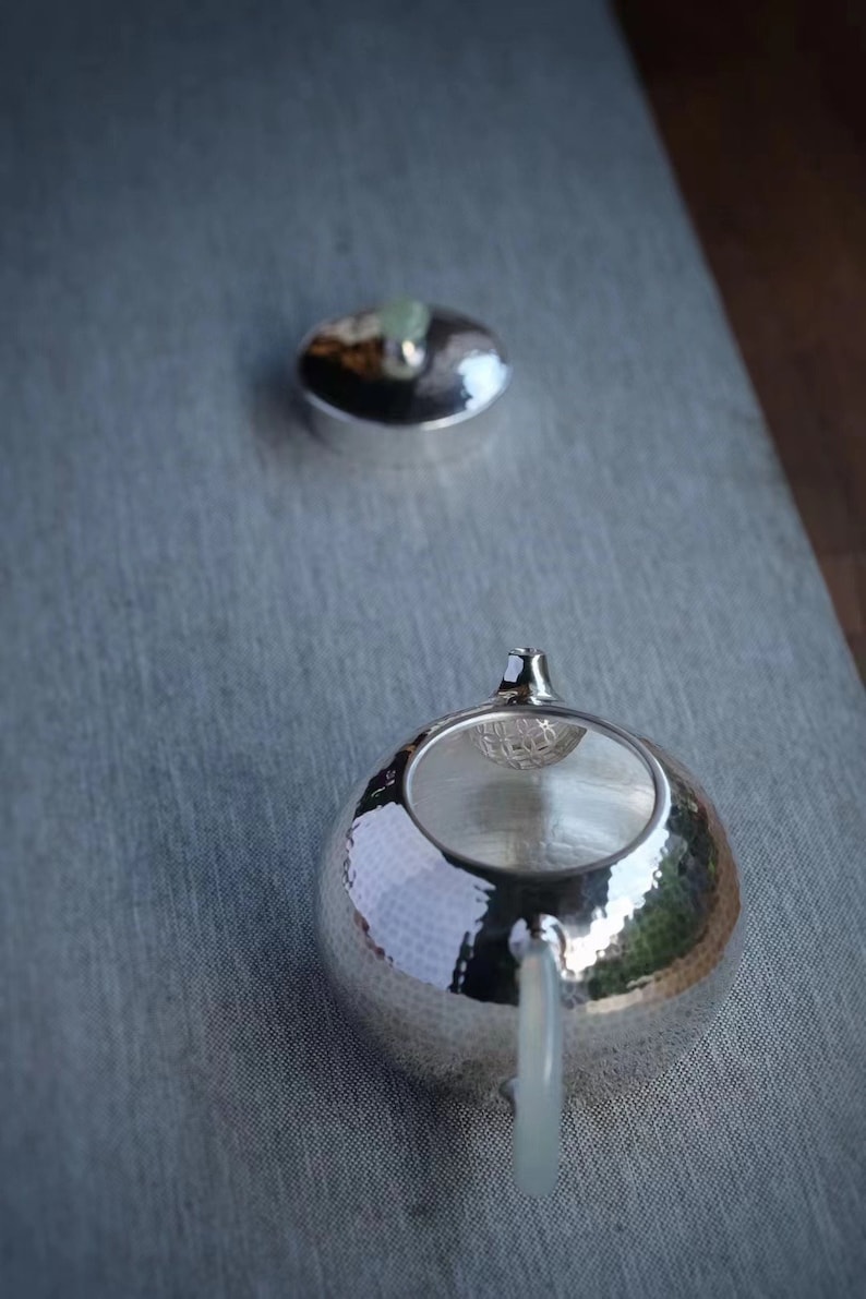 Silber Chinesische Teekanne | „The XīShī“ 西bezuglich das klassische Design mit Jadegriff Bild 8