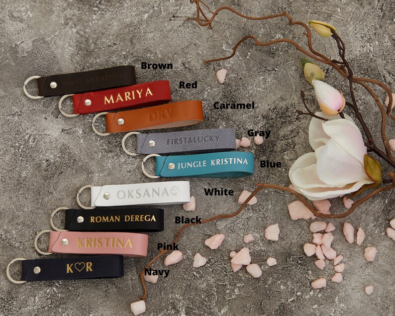 Leather Keychain Leather Key Fob Custom Keychain Personalized Etsy