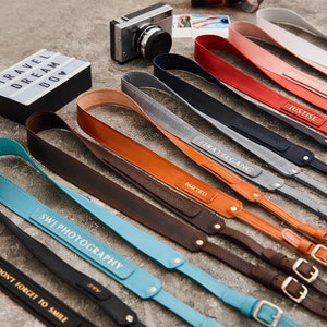 Courroie d&#39;appareil photo, courroie d&#39;appareil photo personnalisée en cuir, photographes professionnels et amateurs, courroie de cou d&#39;appareil photo, courroie d&#39;appareil photo monogrammée