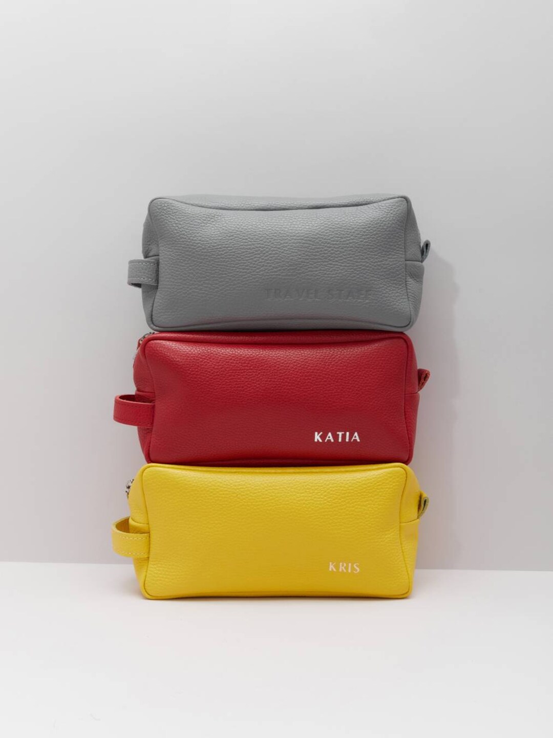 Customizable Leather Travel Kit, Monogrammed Male Grooming Kit Bag