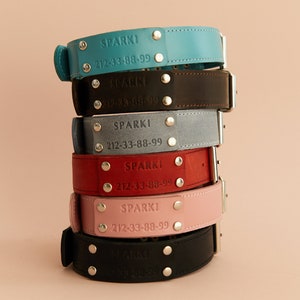 Collar de cuero para perro, collar personalizado para perro, collar de cuero para perros pequeños, medianos y grandes, collar grabado para perro, collar elegante para perro imagen 9