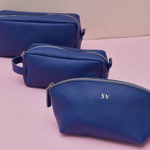 Personalisierte Monogramm Leder Kulturtasche für Brautjungfer, Leder Reißverschluss Beutel, kleine Handtasche Organizer, Kosmetiktasche, Make-up Organizer